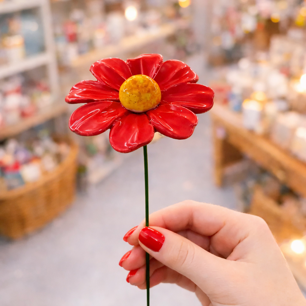 Marguerite Fleur italienne en céramique 6–7 cm – Capodimonte: Arancione