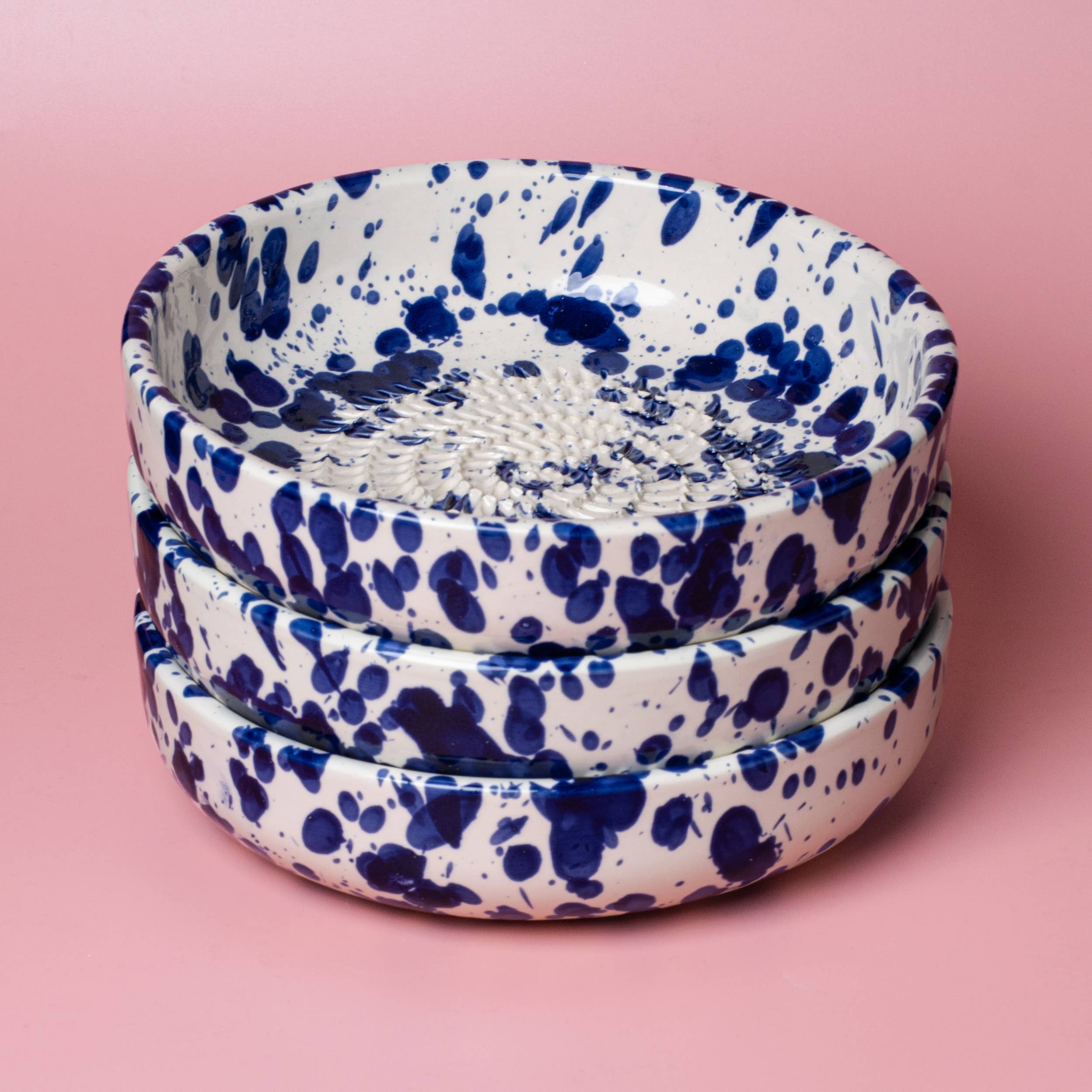 Assiette râpe à ail - Grande en céramique bleue - Perse: SANS EMBALLAGE