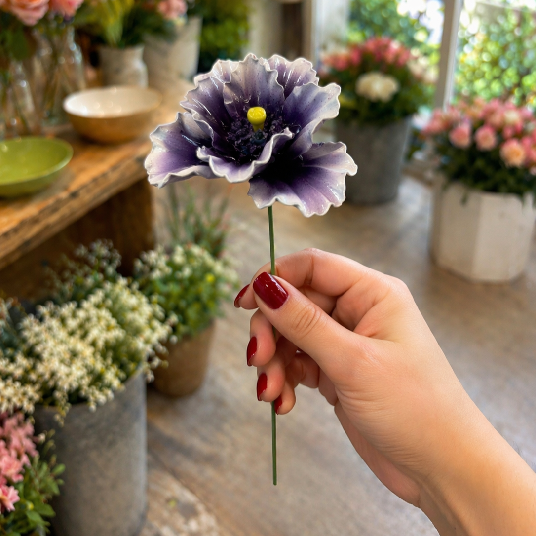 Pavot Fleur italienne en céramique 6-7 cm – Capodimonte: Verde