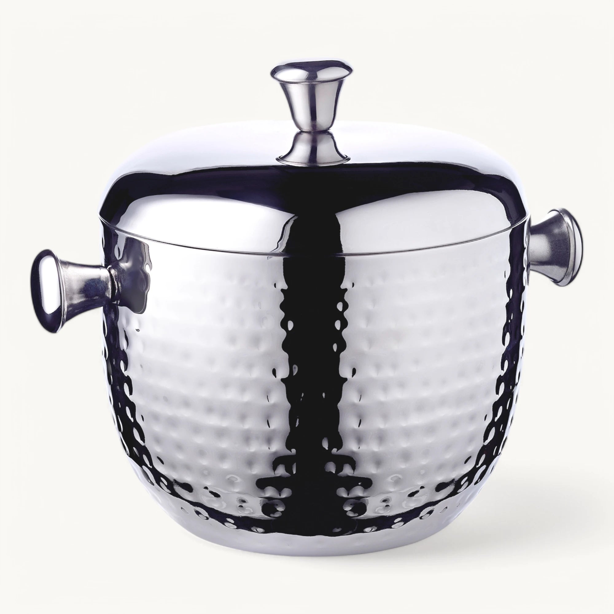 Seau à glace Rico (h. 21 cm) avec couvercle, en acier inoxydable martelé, Edzard