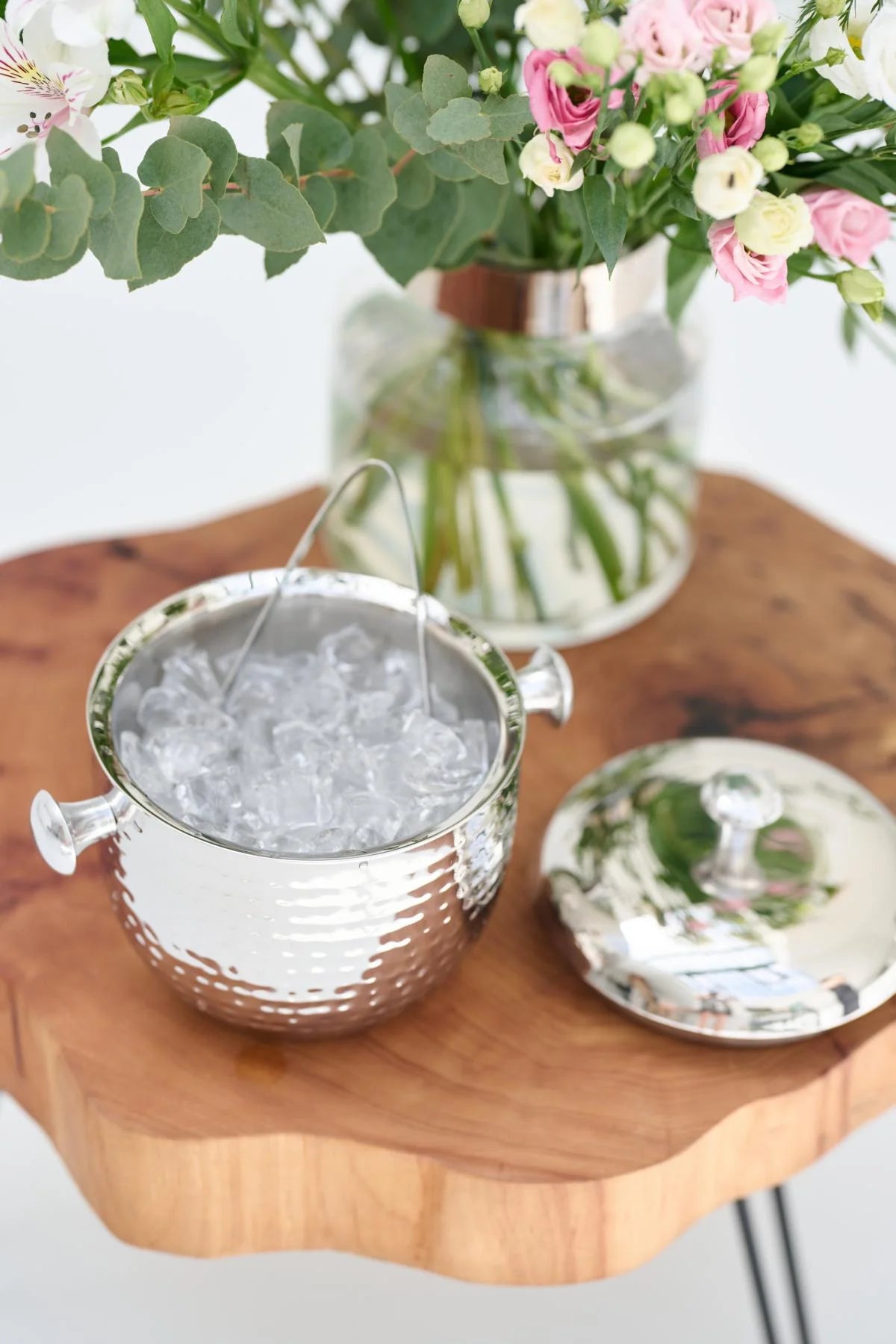 Seau à glace Rico (h. 21 cm) avec couvercle, en acier inoxydable martelé, Edzard