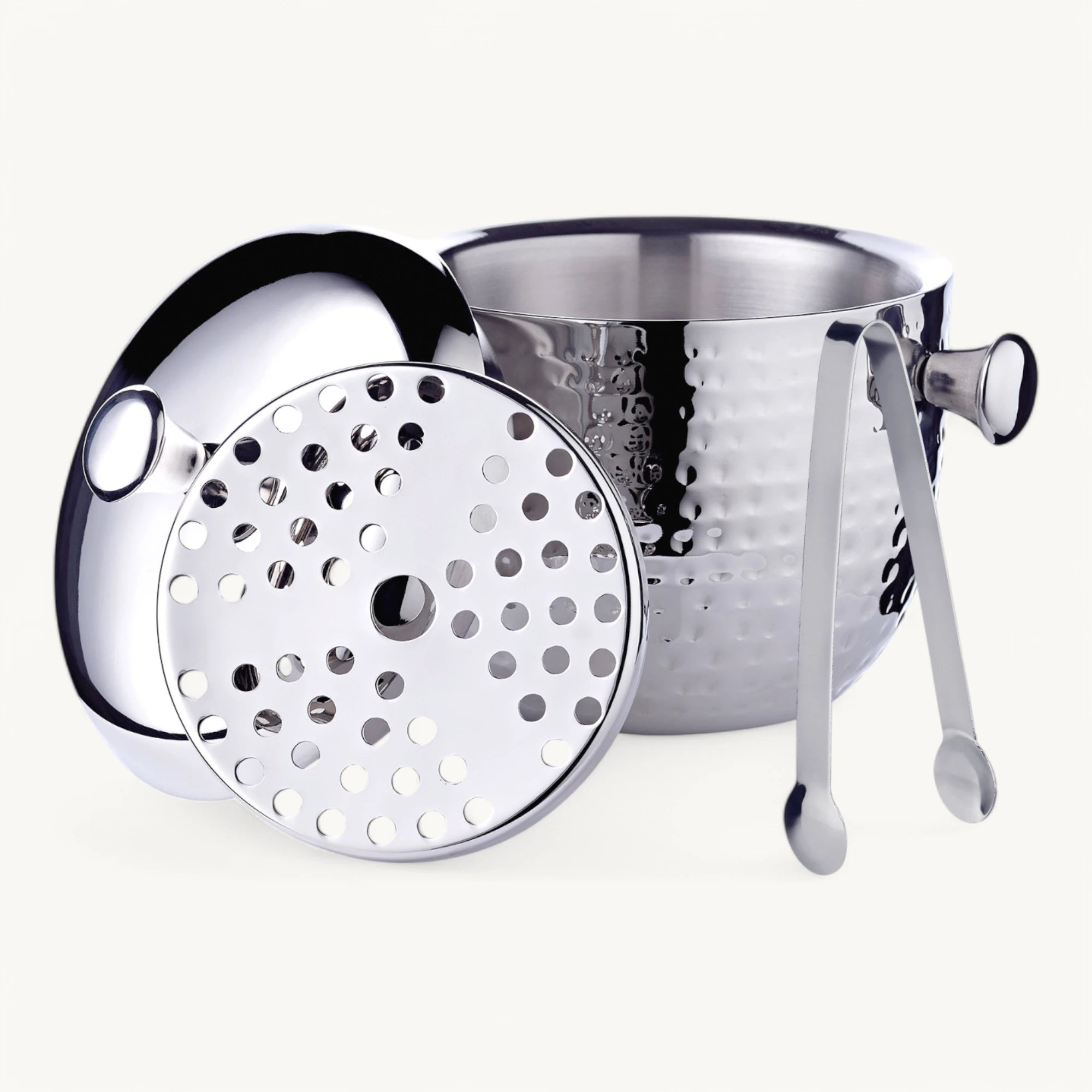 Seau à glace Rico (h. 21 cm) avec couvercle, en acier inoxydable martelé, Edzard