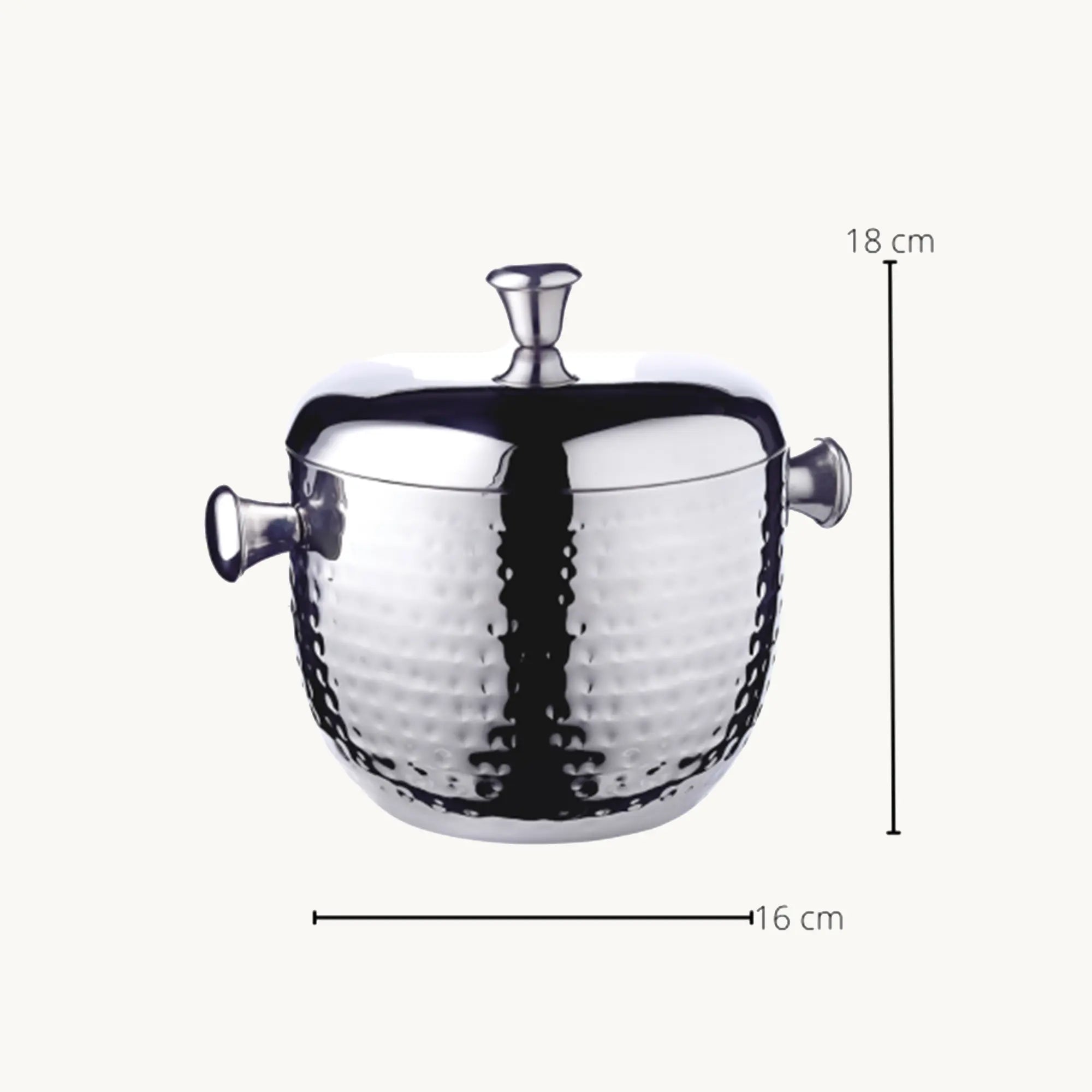 Seau à glace Rico (h. 21 cm) avec couvercle, en acier inoxydable martelé, Edzard