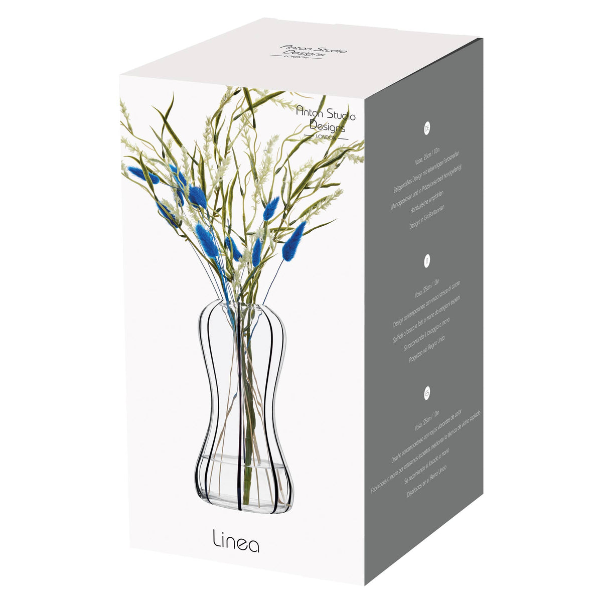 Vase Linea en verre noir, DRH