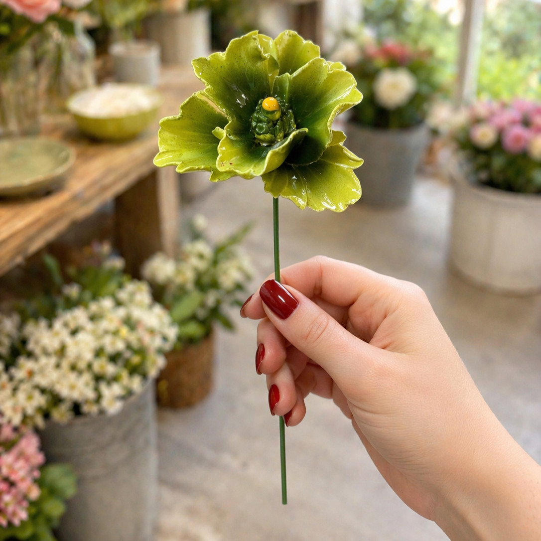 Pavot Fleur italienne en céramique 6-7 cm – Capodimonte: Viola luce