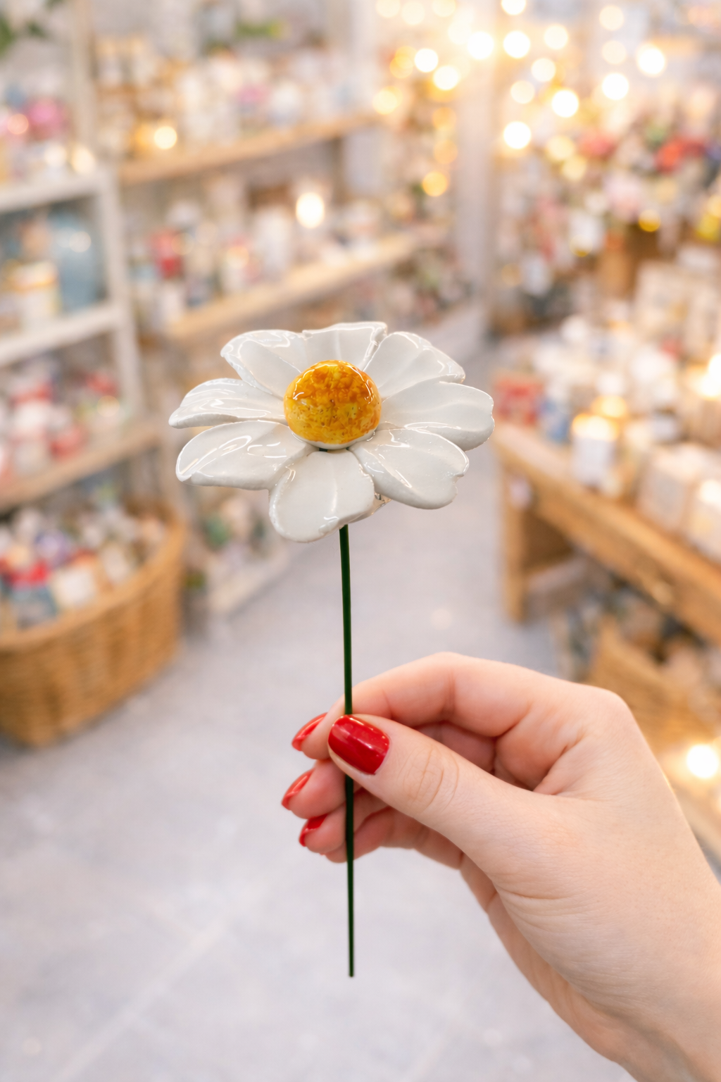 Marguerite Fleur italienne en céramique 6–7 cm – Capodimonte: Arancione