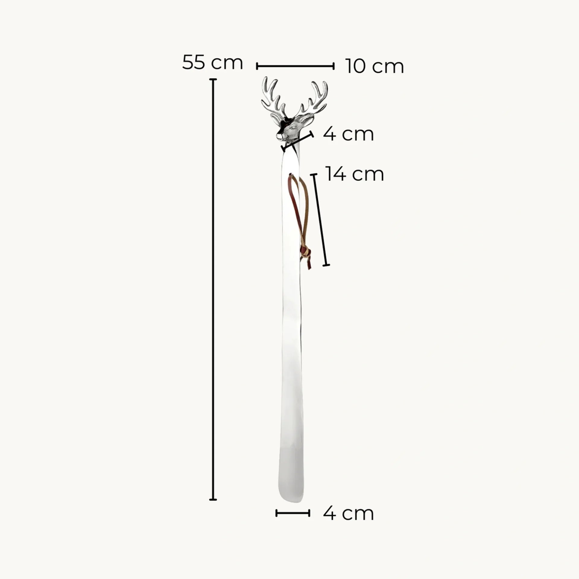 Chausse-pied Targo, L 55 cm, nickelé poli brillant, bracelet en cuir véritable, Edzard