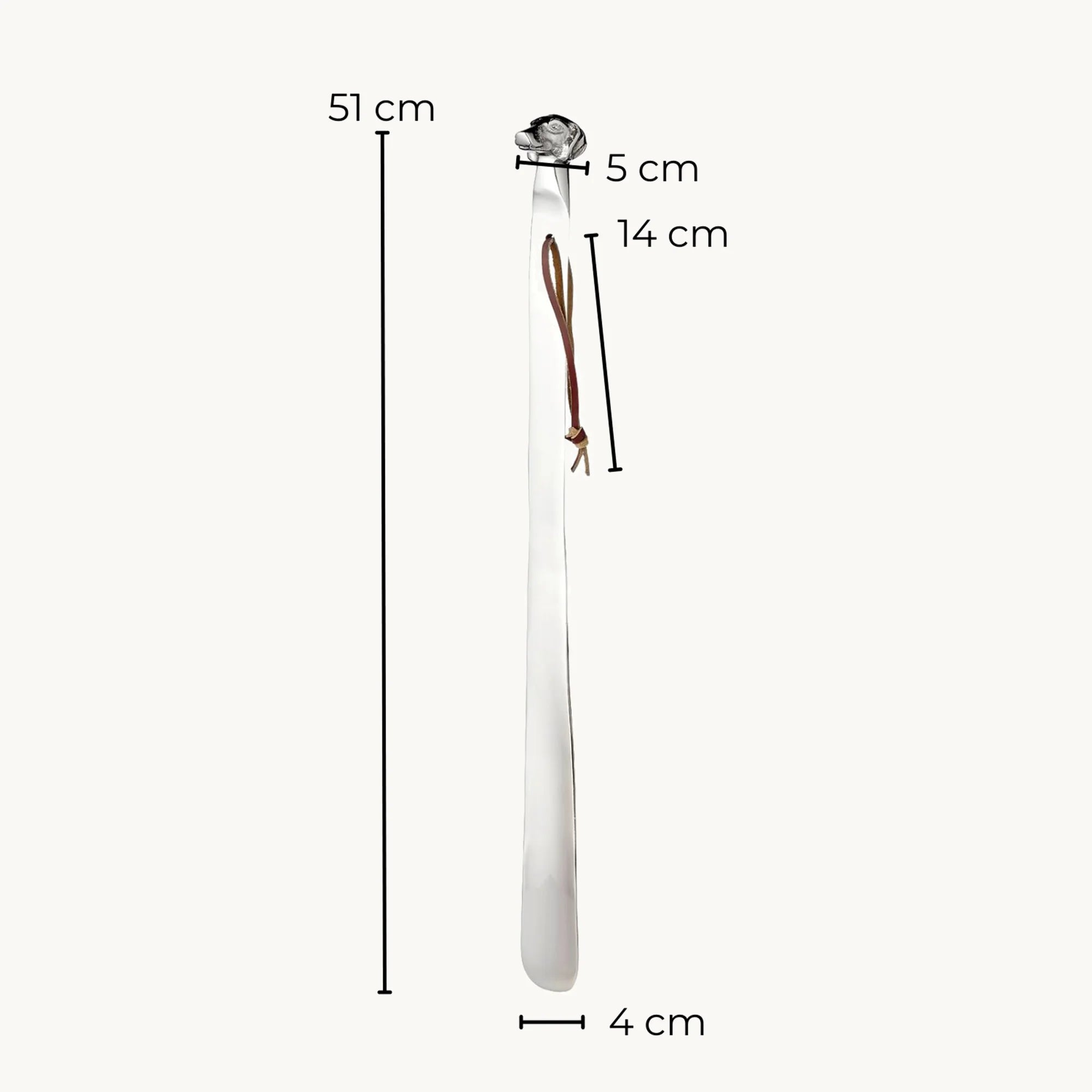 Chausse-pied Bello, L 51 cm, nickelé, poli brillant, bracelet en cuir véritable