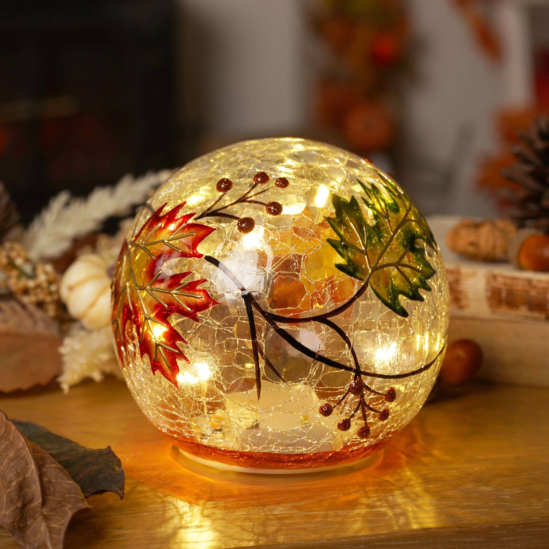 Boule lumineuse à LED Feuille d'automne Country Living
