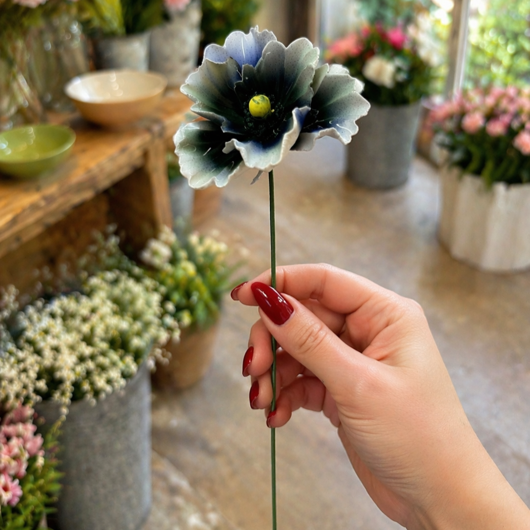Pavot Fleur italienne en céramique 6-7 cm – Capodimonte: Viola luce