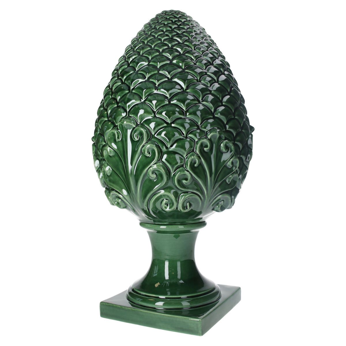 Pomme de pin verte en céramique Fabriqué en Italie H 60 x Ø 30 cm