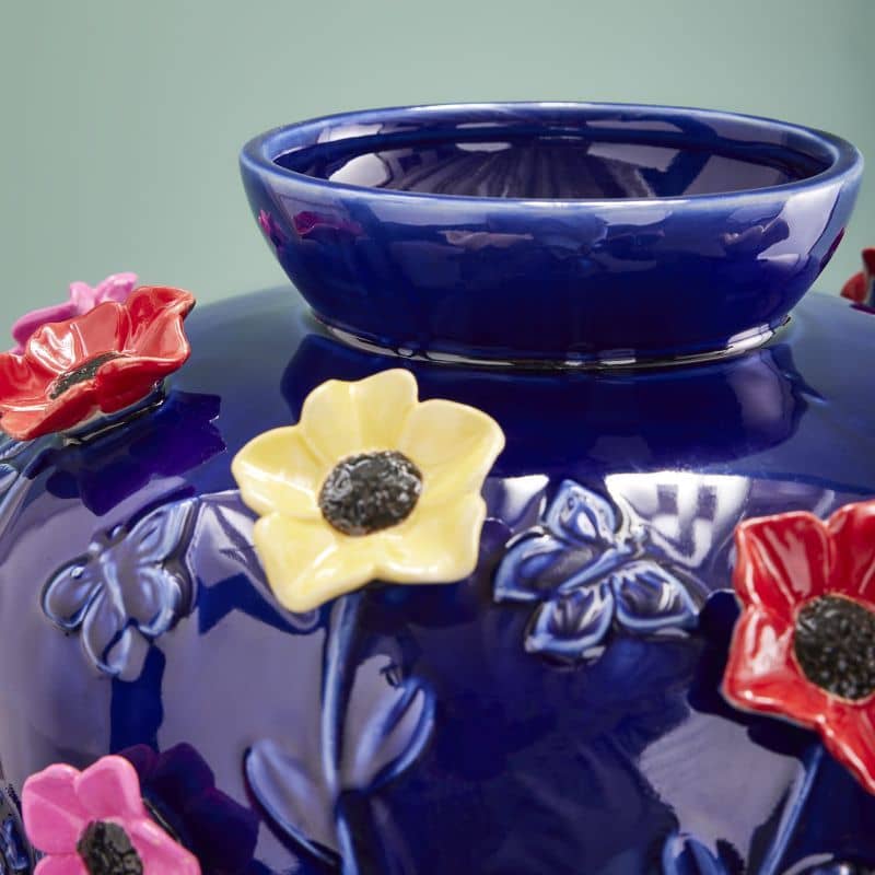 Vase Primavera Bleu, Grès 35 x 35 x 37 cm: Bleu (3)