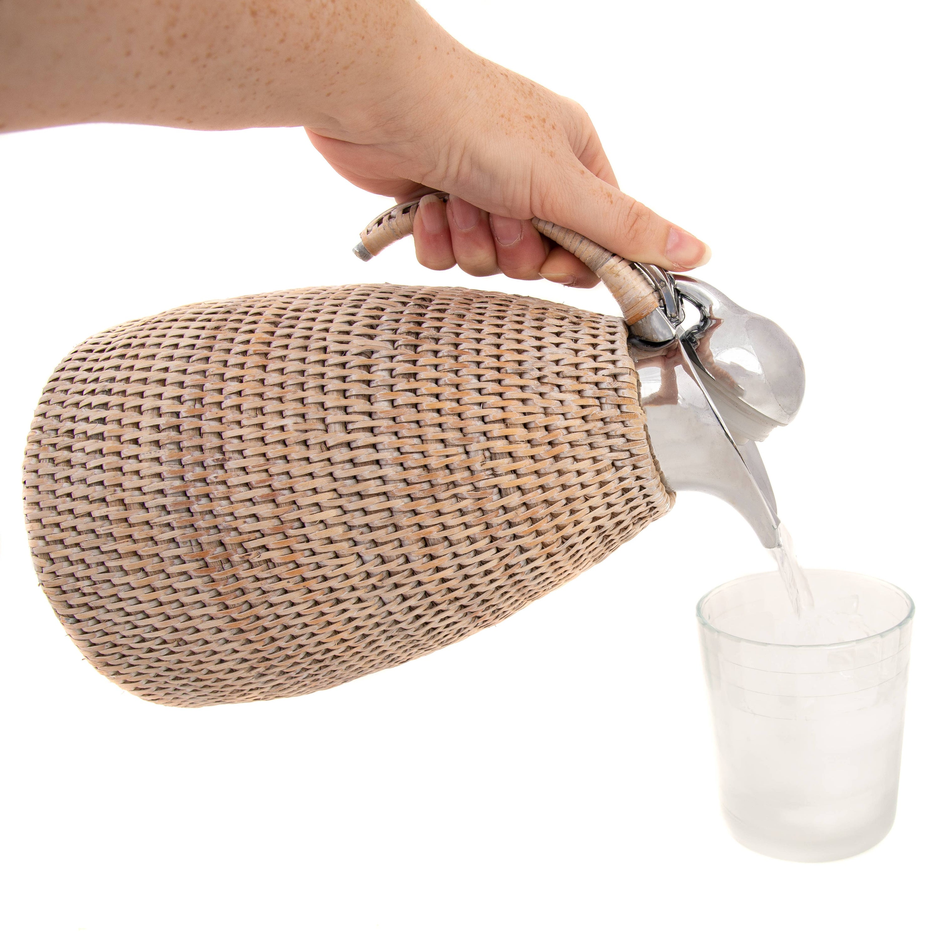 Carafe isotherme en acier inoxydable 1,5L Rattan: Lavage blanc