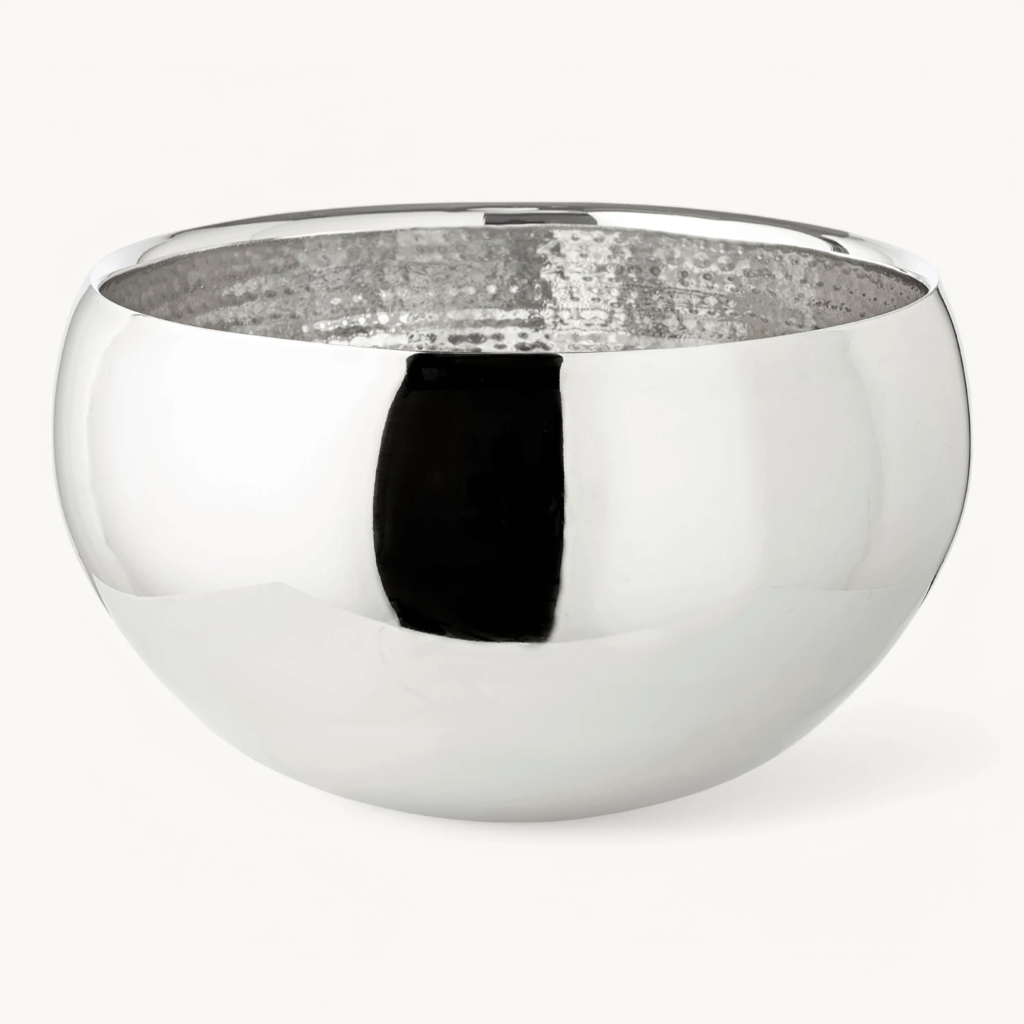 Bol Enea (hauteur 19 cm, Ø 34 cm), intérieur martelé, poli brillant, acier inoxydable, Edzard