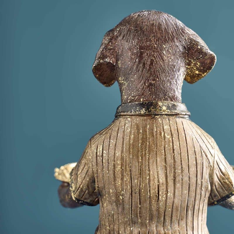 Porte-cartes Chien, Résine polyuréthane marron/or, 14 x 15 x 28 cm: Mehrfarbig (14)