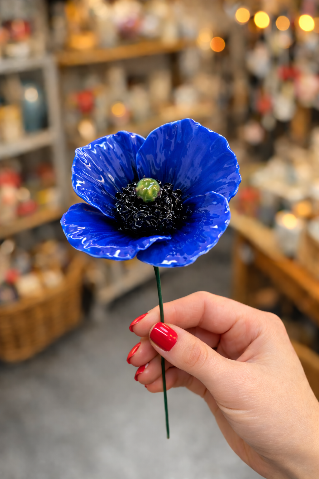 Coquelicot Fleur italienne en céramique 6-7 cm – Capodimonte: Bianco