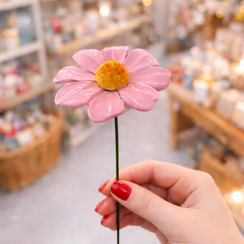 Marguerite Fleur italienne en céramique 6–7 cm – Capodimonte: Arancione