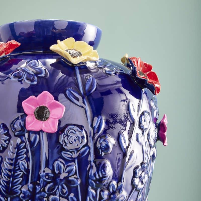 Vase Primavera Bleu, Grès 35 x 35 x 37 cm: Bleu (3)
