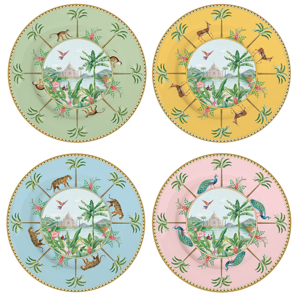 Coffret 4 assiettes dessert, Paradise Sauvage