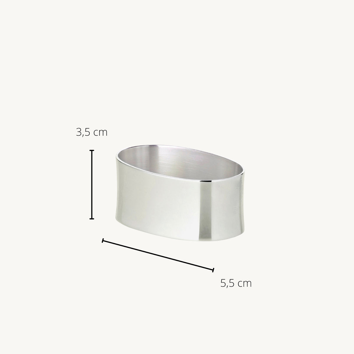 Rond de serviette Liscio (longueur 5,5 cm), ovale, 35 g, argent massif 925, Edzard