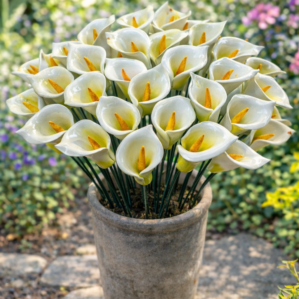 Arum Fleur italienne en céramique tige 6-7 cm – Capodimonte