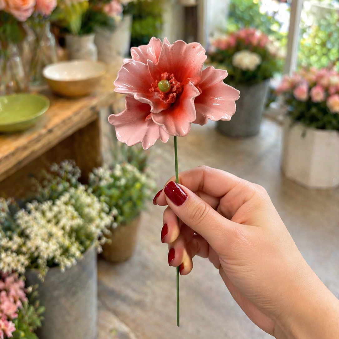 Pavot Fleur italienne en céramique 6-7 cm – Capodimonte: Viola luce
