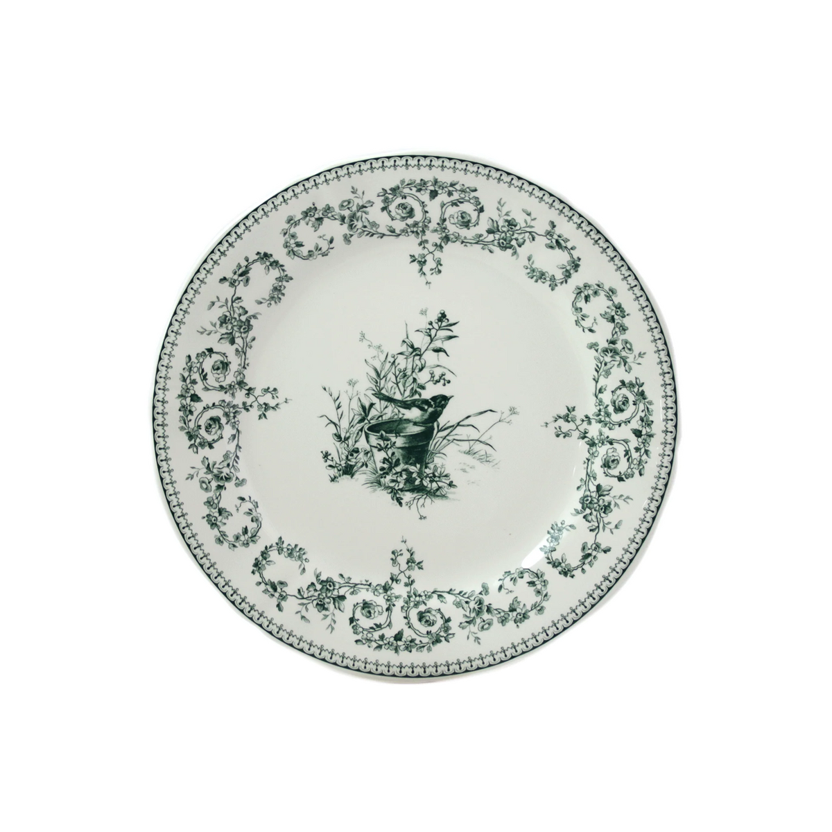 Coffret de 4 assiettes dessert Oiseau, Les Dépareillées vert, Gien