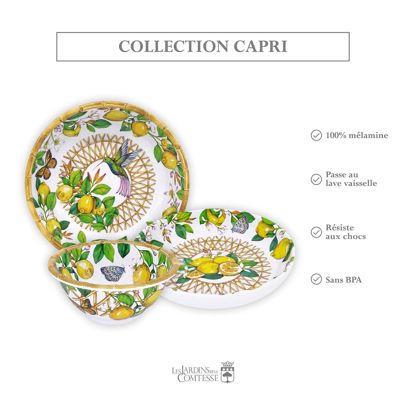 Assiette Creuse 20cm, Capri, Les Jardins de la Comtesse