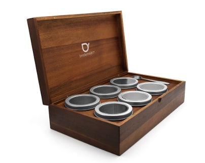 Theebox, 6 boites et cuillère, BREDEMEIJER