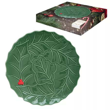 Plat Rond D30 cm Holly Berries Green