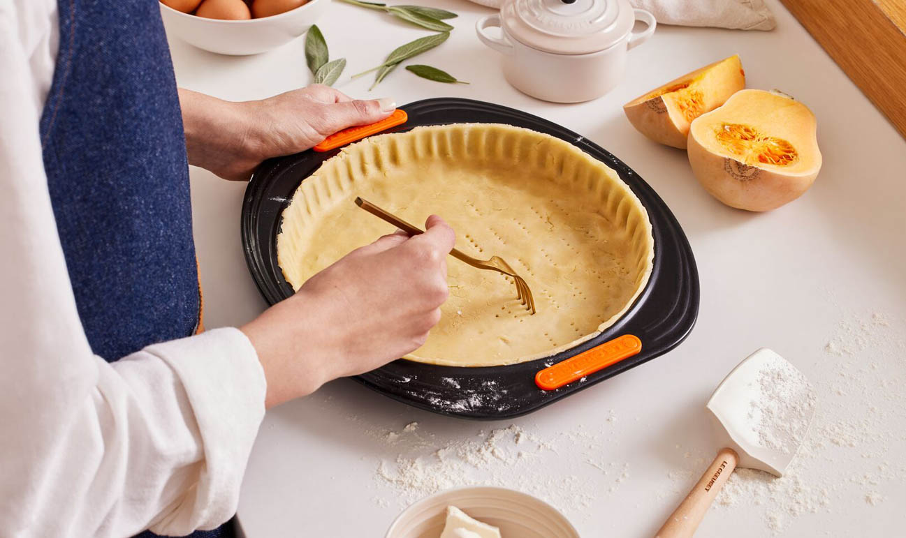 Moule à tarte rond 28cm fond amovible, Acier, LE CREUSET