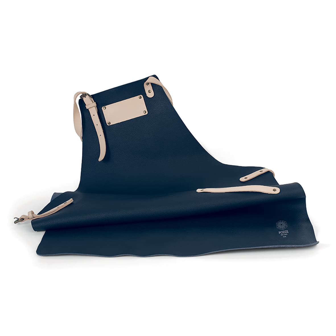 Tablier en cuir bleu, Pozzi