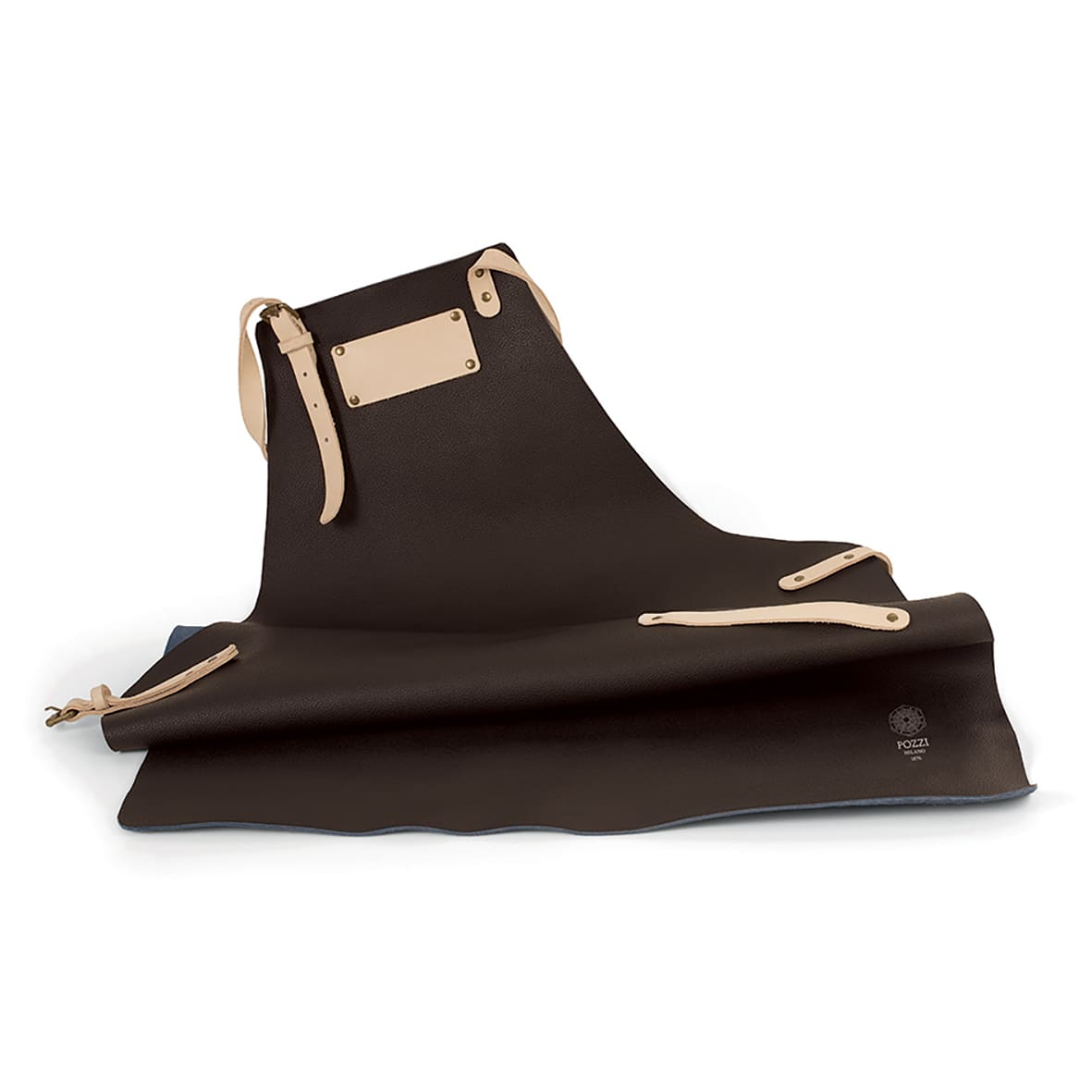 Tablier en cuir marron, Pozzi