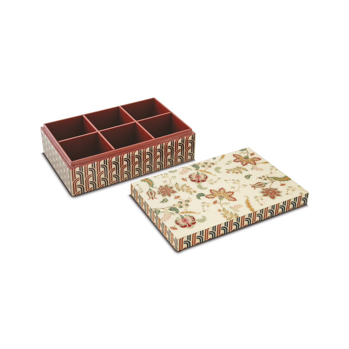 Boîte à thé en MDF 24 x 15 x 6 cm, Paisley Beige, Pozzi