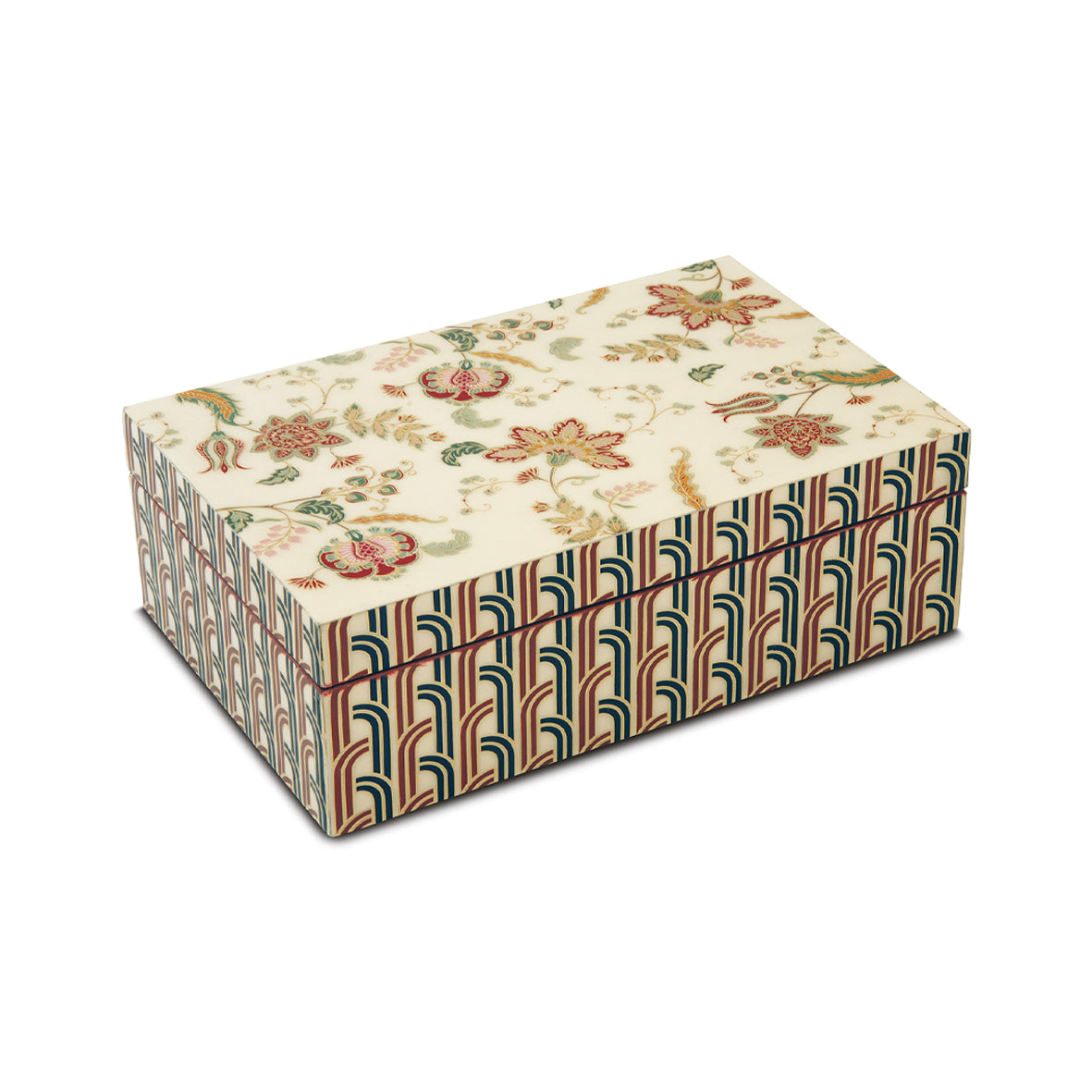 Boîte à thé en MDF 24 x 15 x 6 cm, Paisley Beige, Pozzi