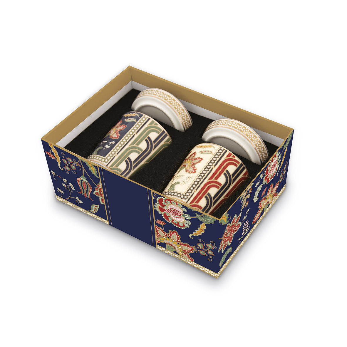 Tasses 90 ml avec couvercles Coffret de 2, Paisley, Pozzi