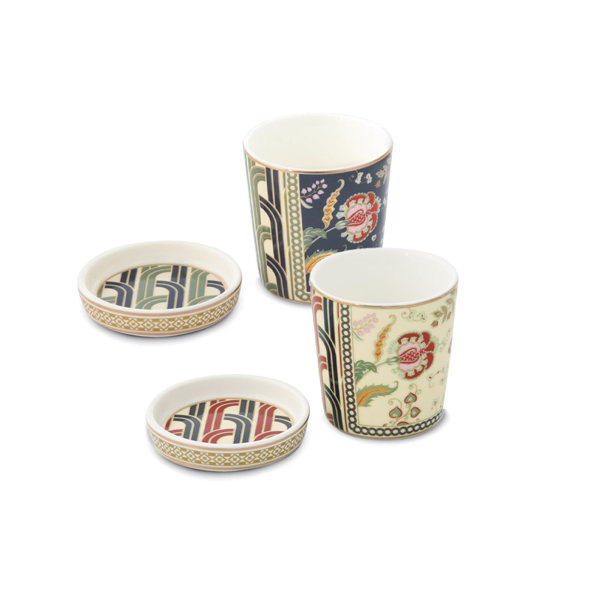 Tasses 90 ml avec couvercles Coffret de 2, Paisley, Pozzi