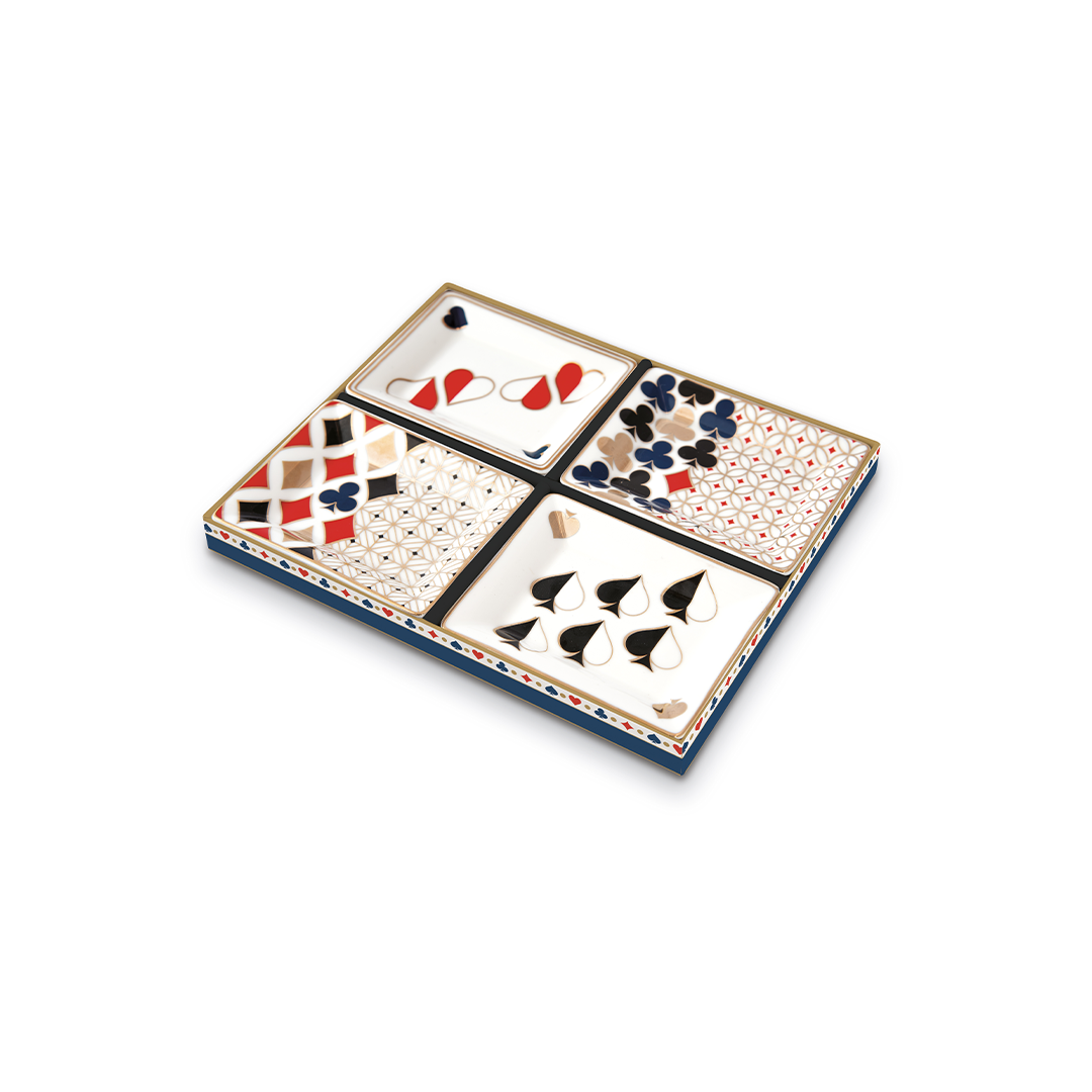 Set de 4 porte-anneaux en porcelaine 9,5 x 7,5 cm CASINO, Pozzi
