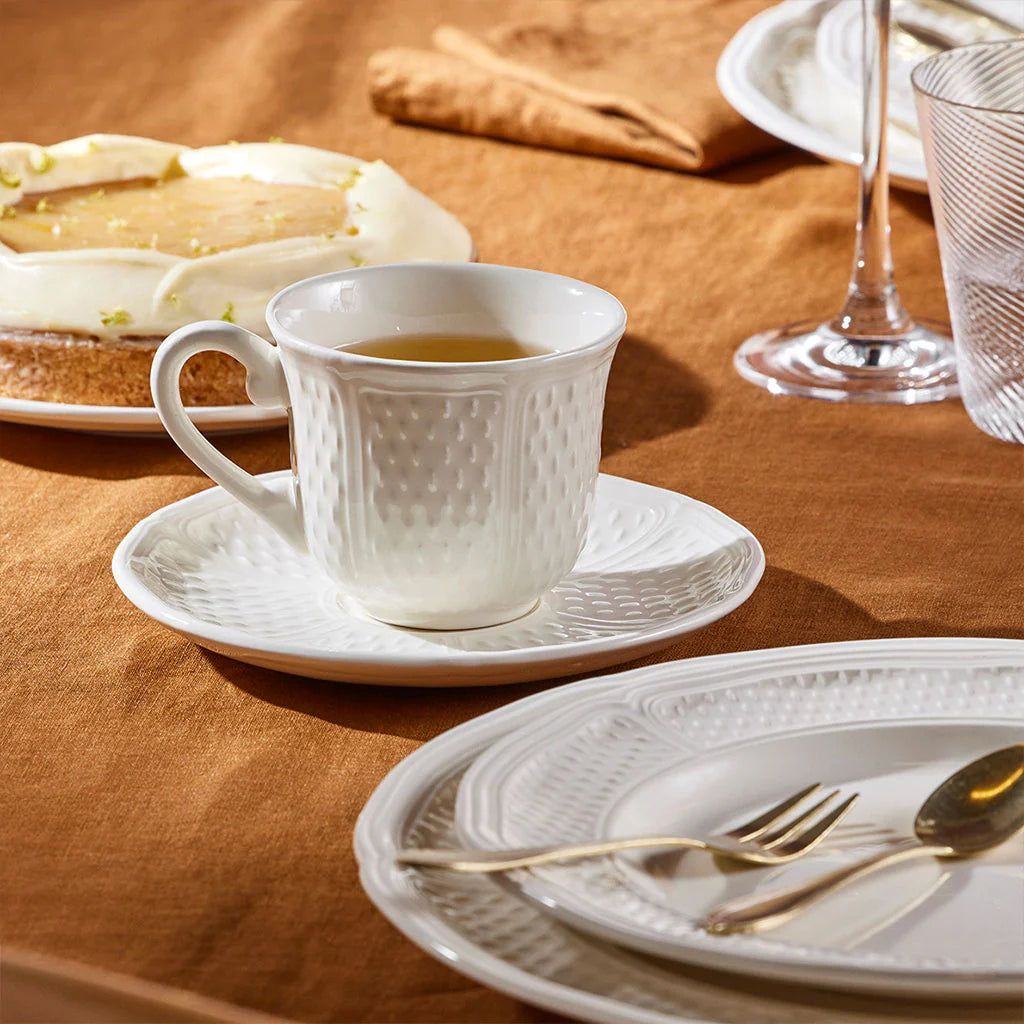 Tasse et soucoupe à thé US, Pont aux Choux Blanc, Gien