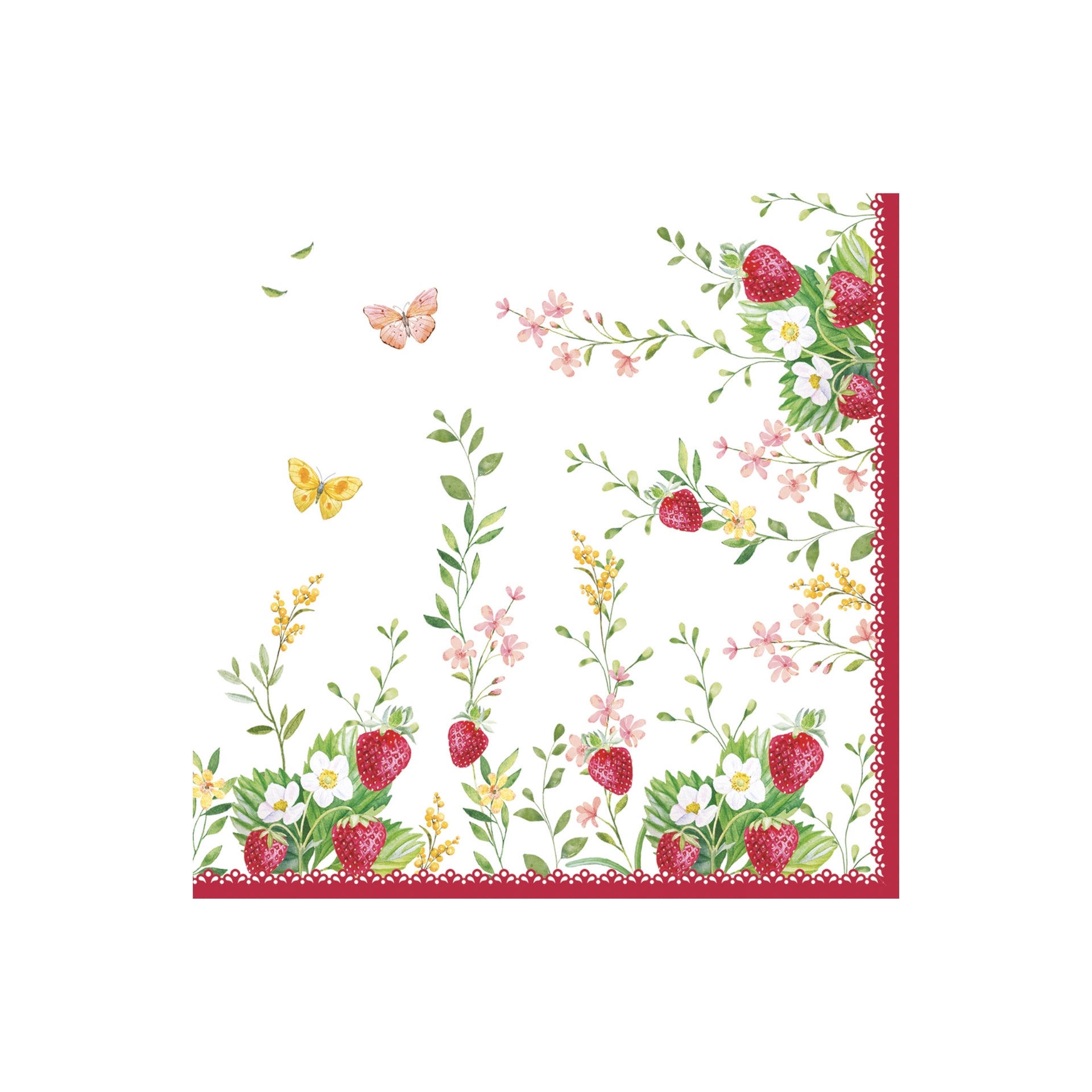 SERVIETTES EN PAPIER 33X33CM JARDIN DES FRAISES, Easylife