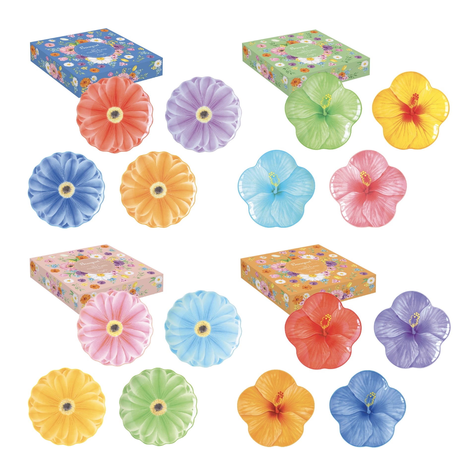 SET 4 ASSIETTES EN FORME DE FLEUR Ø 20,5/21CM, Easylife