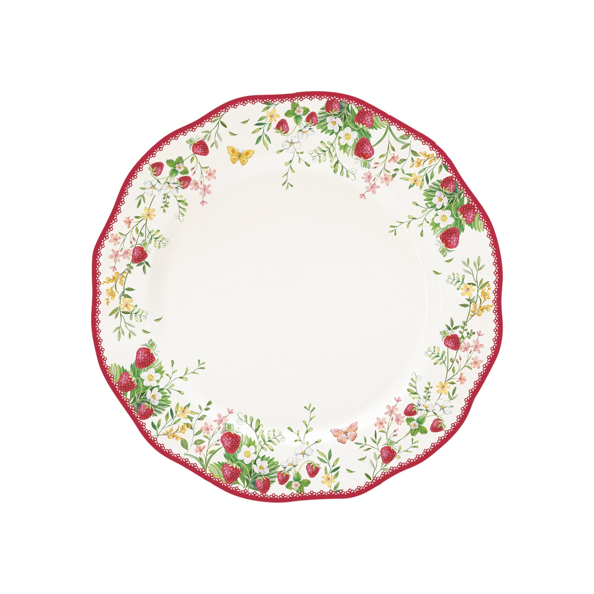 ASSIETTE PLATE D28CM EN PORCELAINE JARDIN DES FRAISES, Easylife