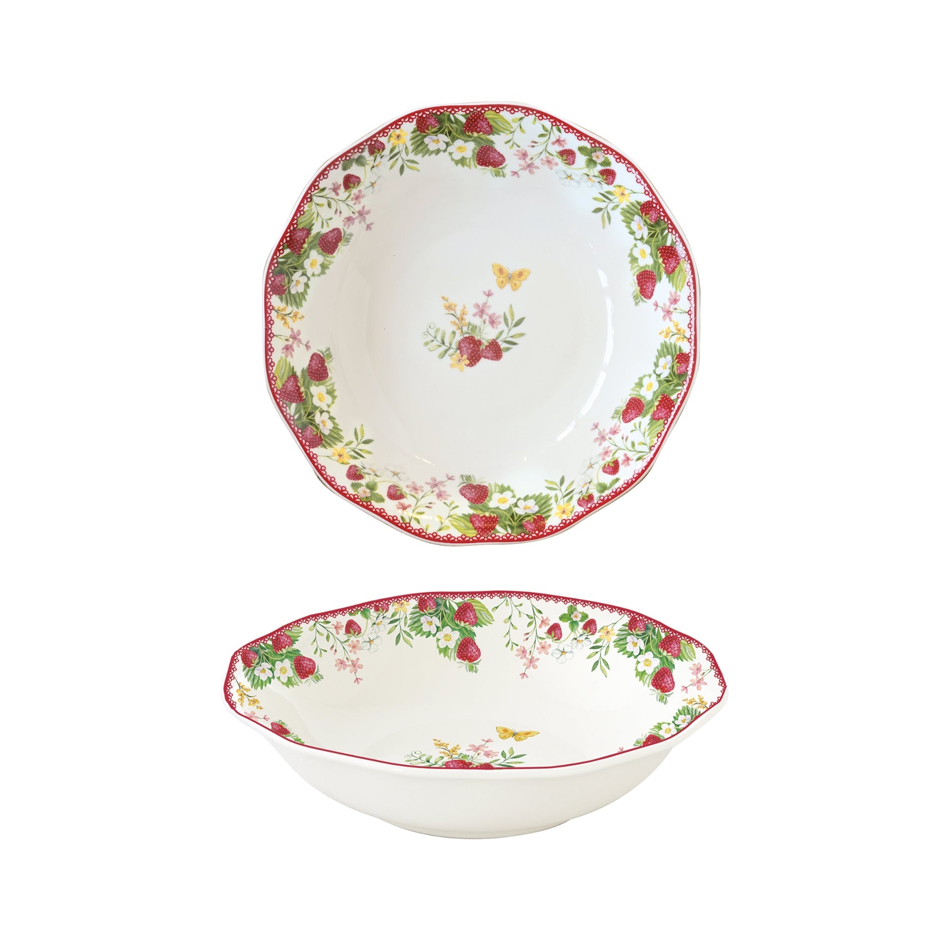 Assiette creuse Ø 20 cm en porc. JARDIN DES FRAISES Easylife