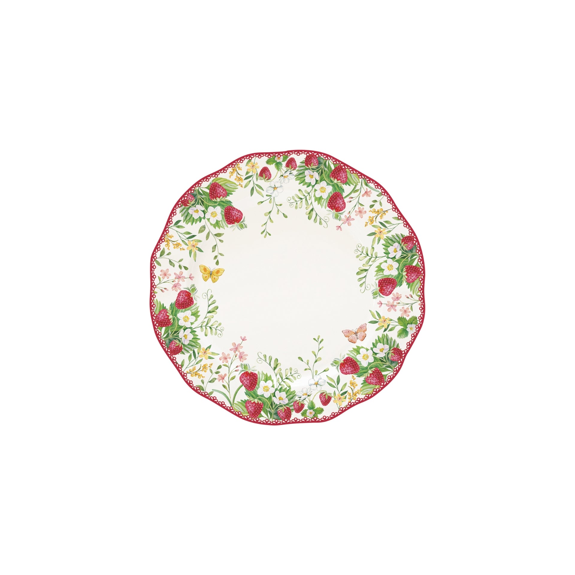 Assiette dessert Ø 20 cm en porc. JARDIN DES FRAISES, Easylife