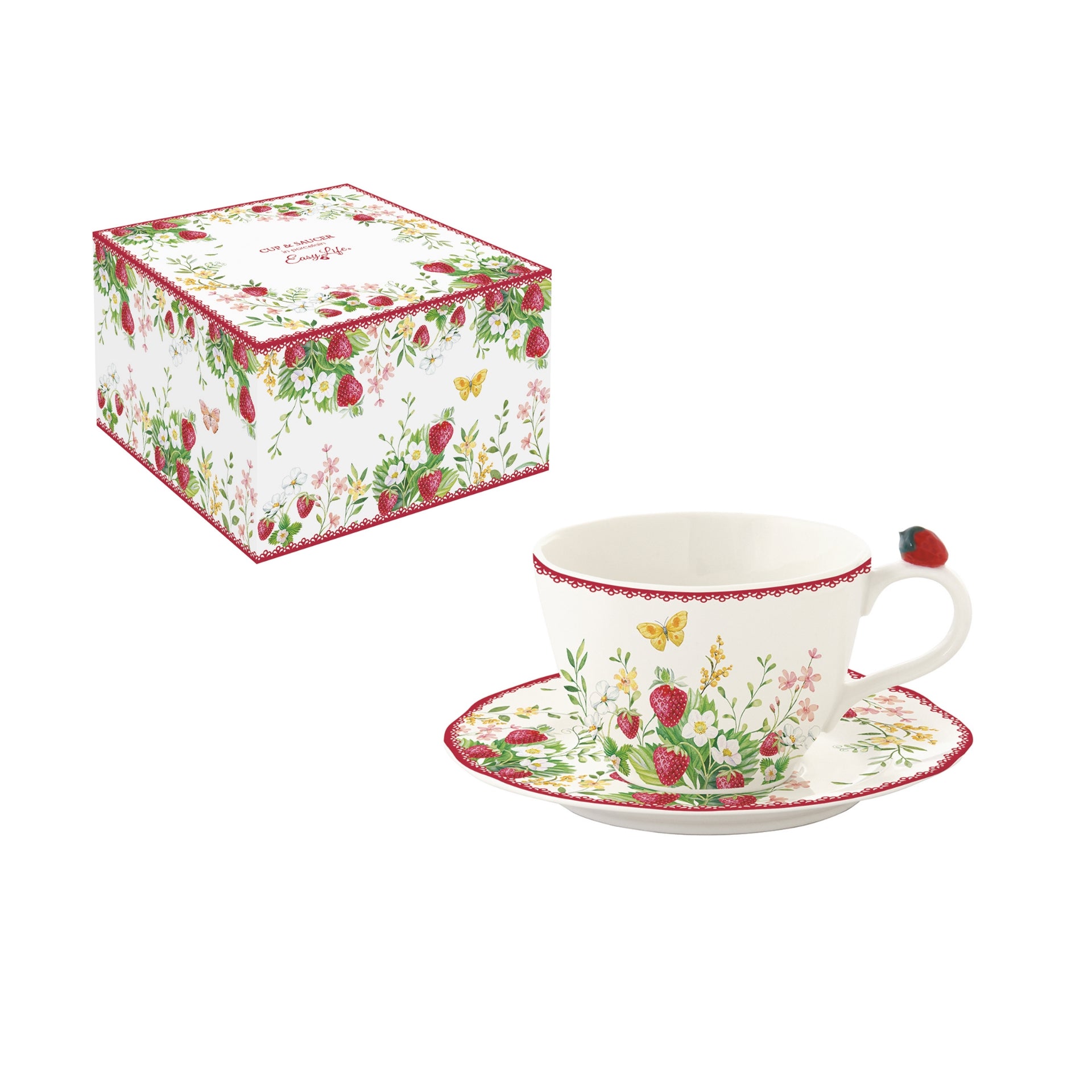 Tasse à thé en porc.240 ml en boîte JARDIN DES FRAISES, Easylife