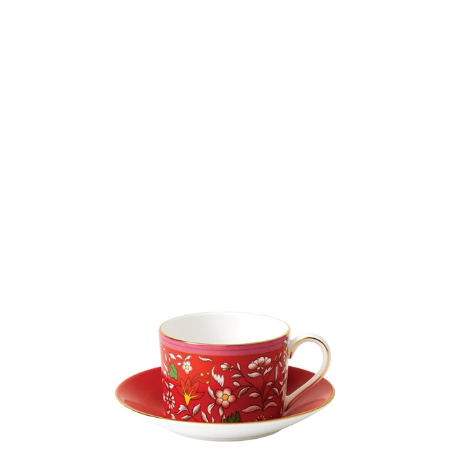 Tasse et soucoupe à thé, Wonderlust Crimson Jewel, Wedgwood