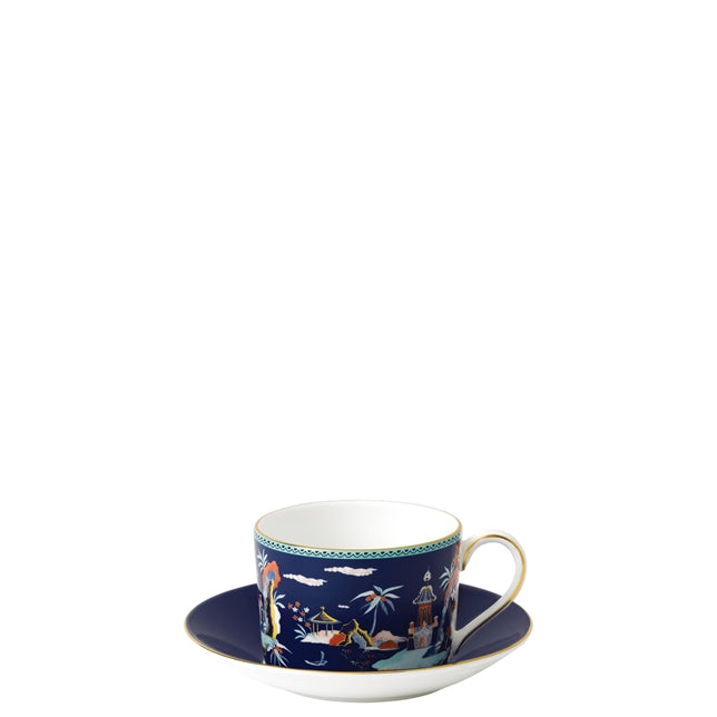 Tasse et soucoupe à thé, Wonderlust Blue Pagoda, Wedgwood