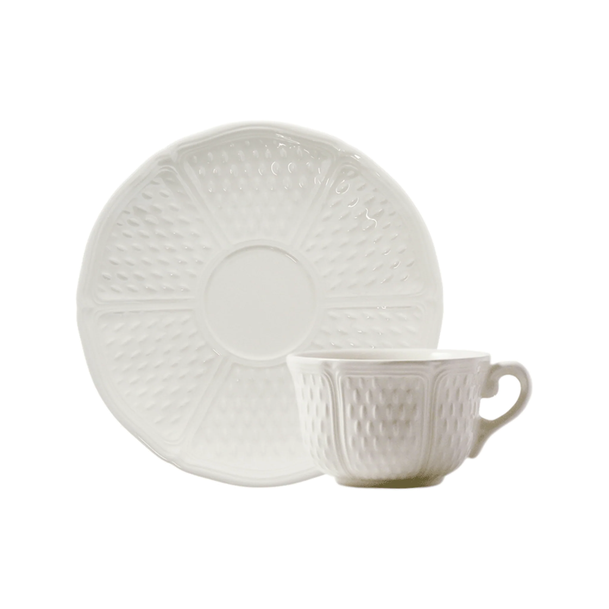 Tasse et Soucoupe à Déjeuner, Pont Aux Choux Blanc, Gien