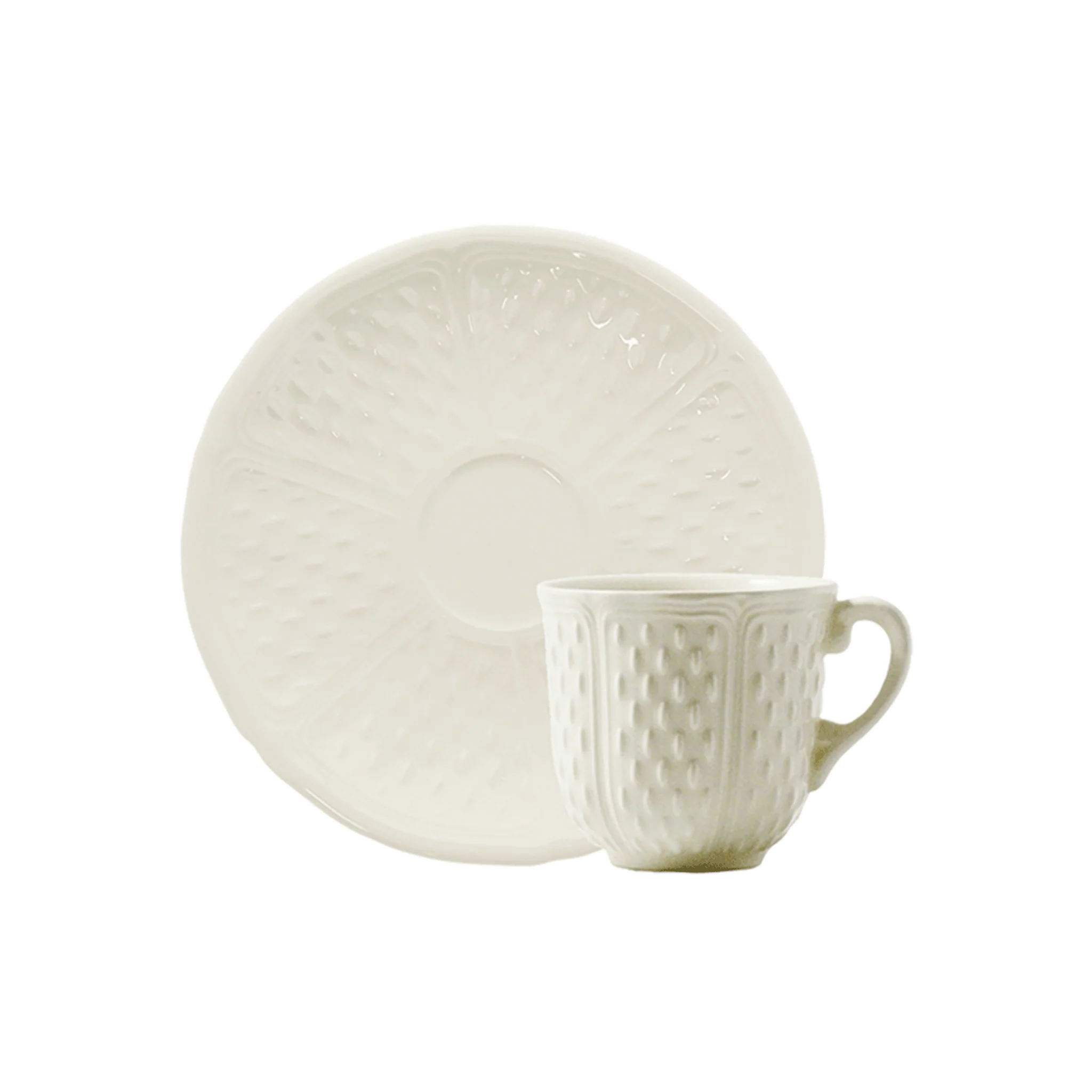 Tasse et soucoupe à thé US, Pont aux Choux Blanc, Gien