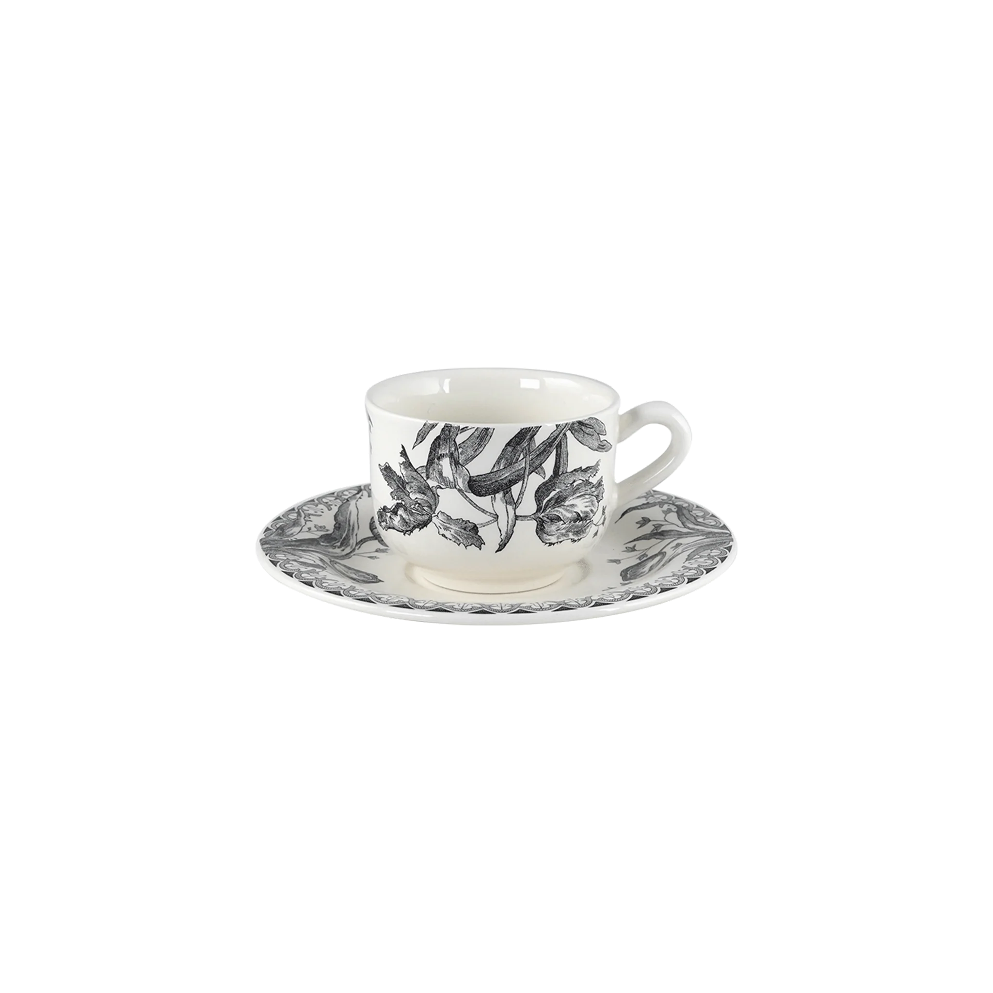Tasse et Soucoupe à Café, Tulipes Noirs, Gien